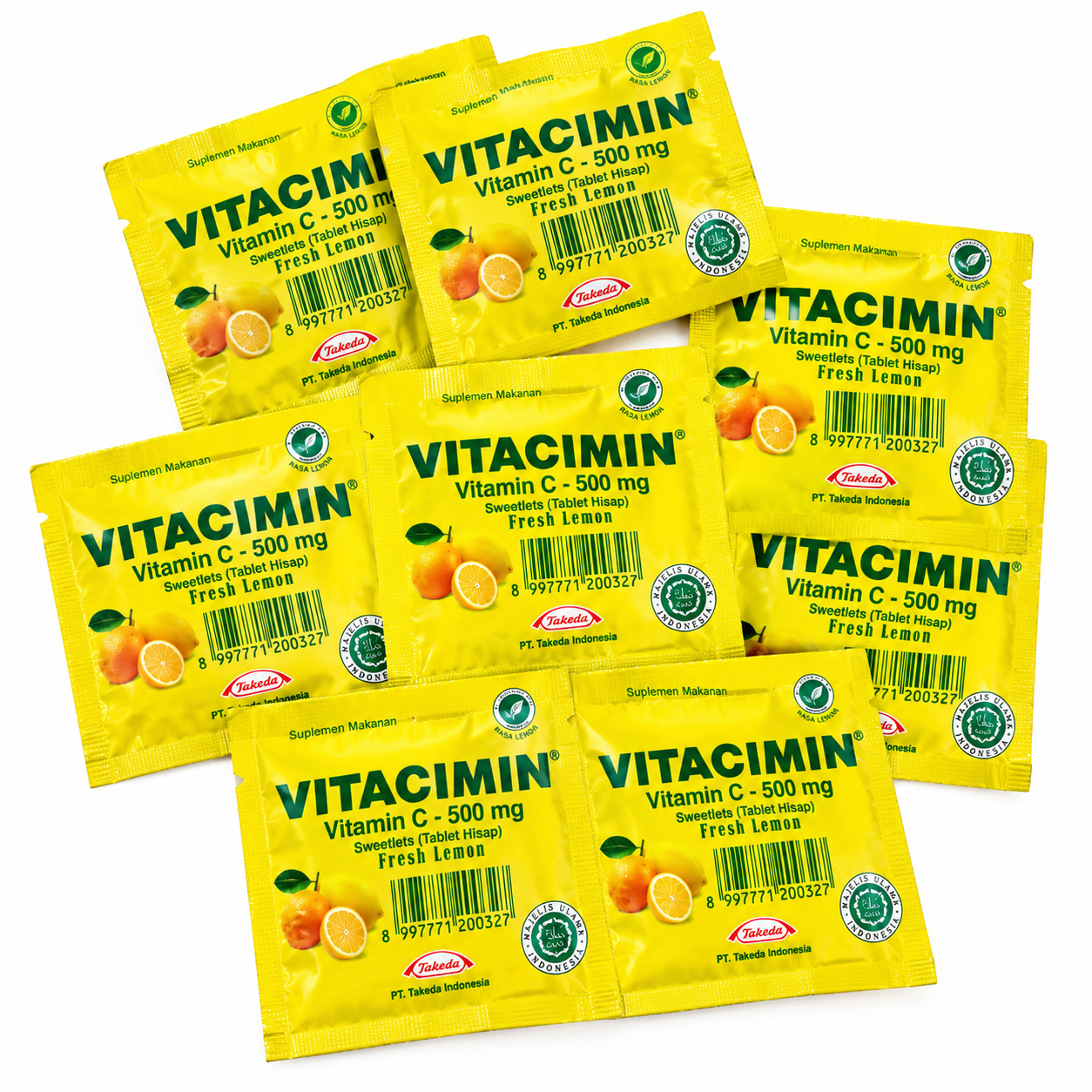 Vitacimin Vitamin C 500mg Rasa Lemon | Tablet Hisap Vitamin C | Suplemen Vitamin C 1ikat 10 Tablet