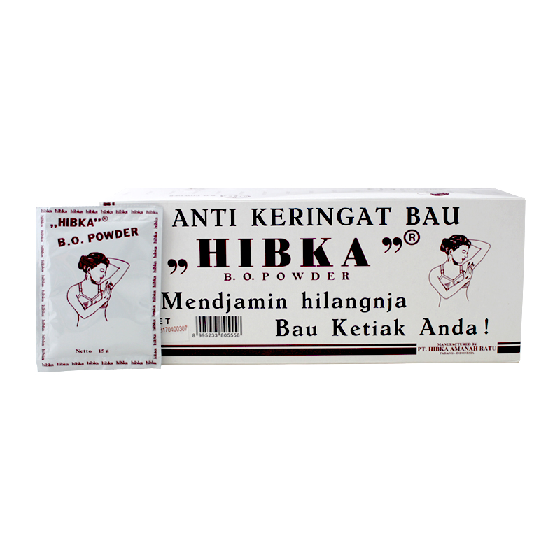 HIBKA B.O. Powder Bedak Ketiak Wangi Menghilangkan Bau Ketiak & Keringat Peluh Deodorant Powder Traditional Kotak (50 Sachet)