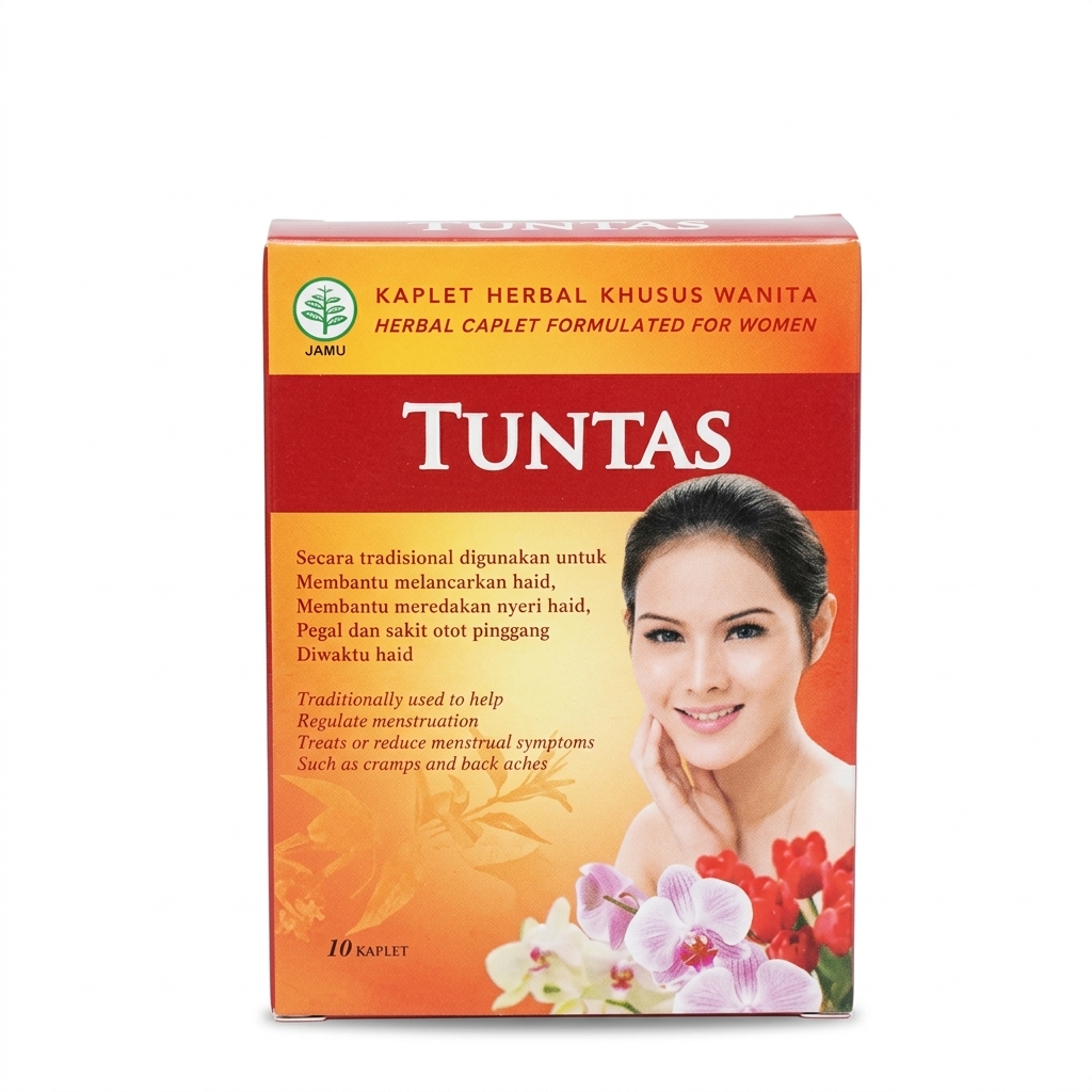 Jamu Tuntas Original Indonesia / Ubat Pelancar Haid Period Lancar & Redakan Senggugut Nyeri Haid (1 Box 10 Tablet)