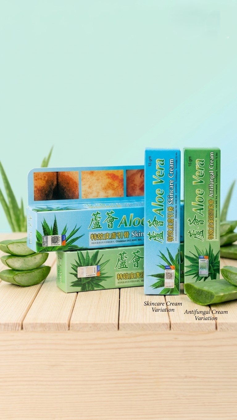 Aloe Vera Skincare Cream & Antifungal Cream 15g - Krim Kulit Lidah Buaya Herbal Pereda Gatal Ruam Alergi Kurap Panau Original