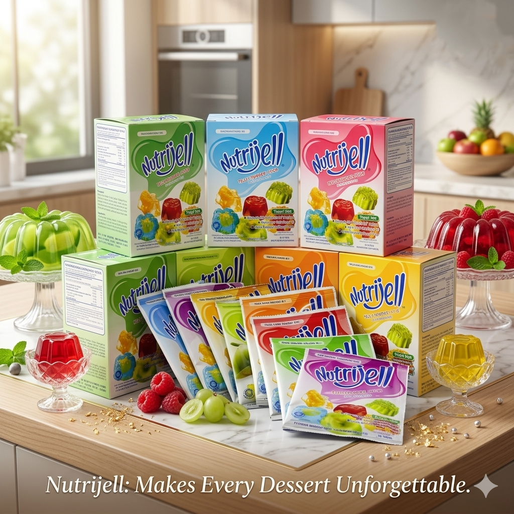 Nutrijell Jelly Powder Kemasan Ekonomis Sachet  1 Box 12 Sachet - Agar Agar Jeli Serbuk Instan Rasa Halal Original Murah