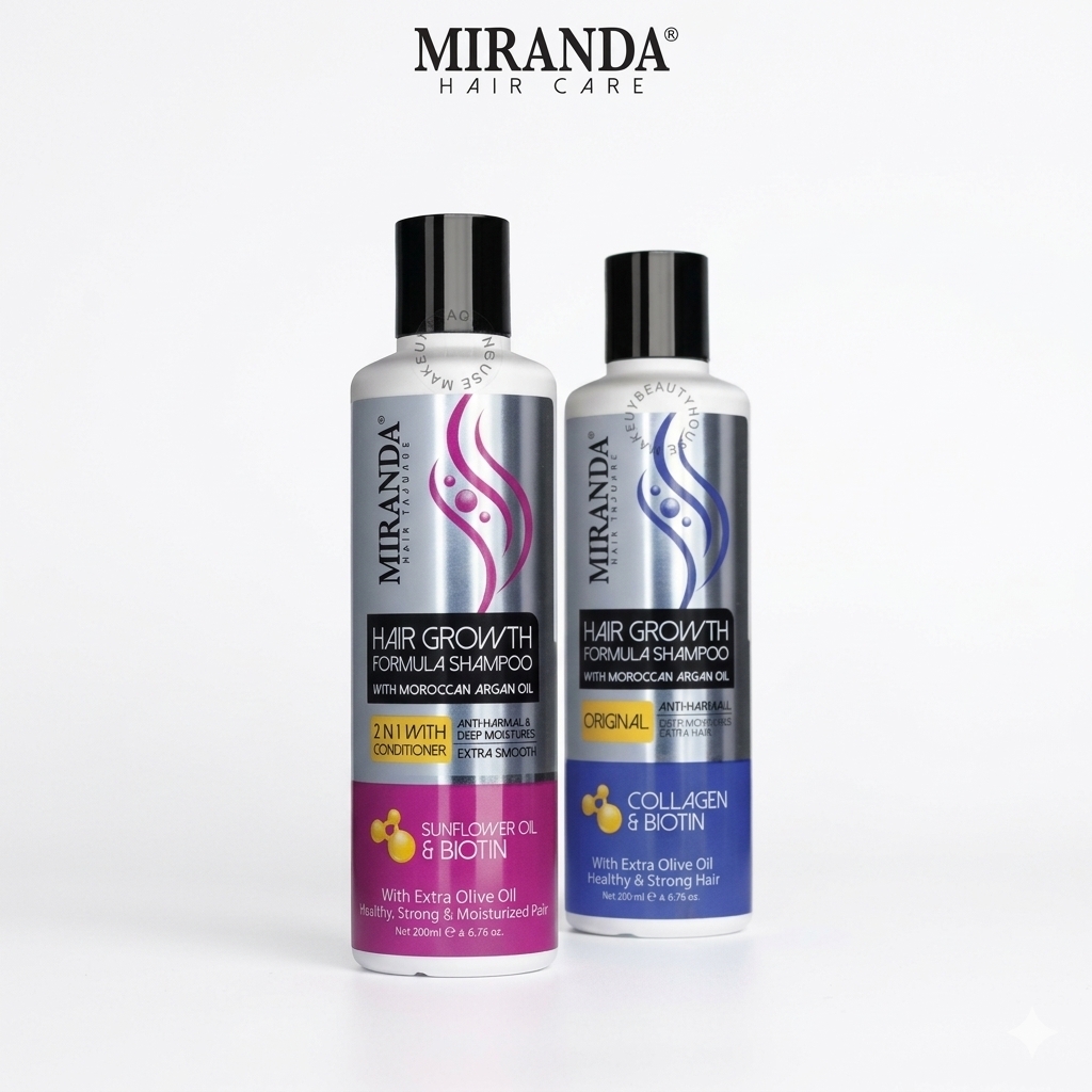 Miranda Hair Growth Shampoo 2in1 Conditioner 200ml / Original Collagen Biotin / Sunflower Oil Syampu Rambut Gugur